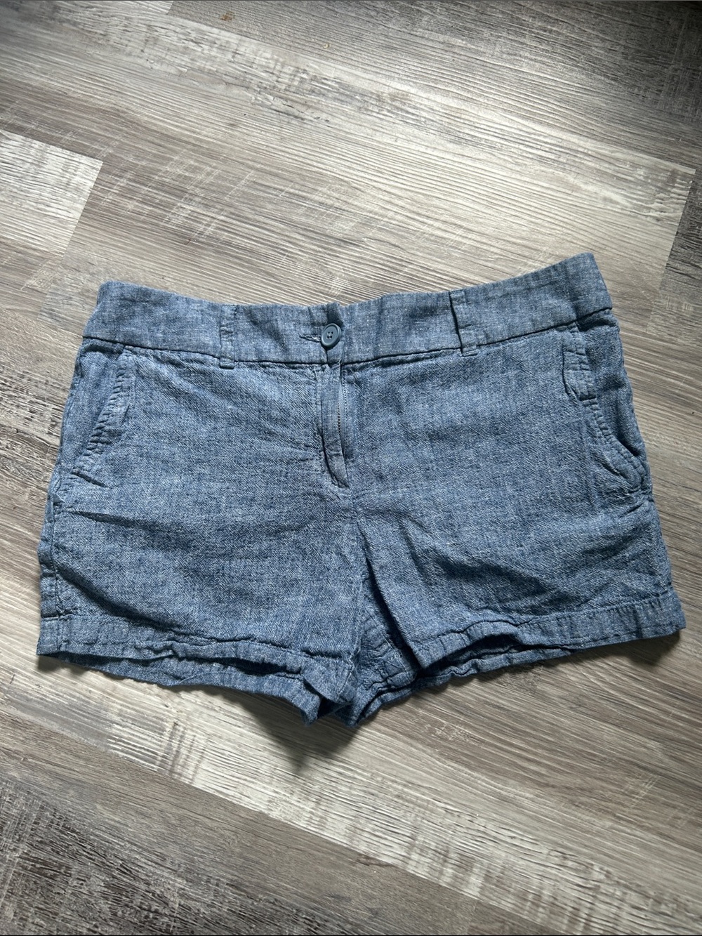 Linen-Blend Women's Casual Shorts in Denim Blue